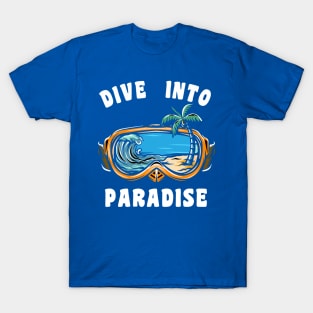 Scuba Vacation Diving Mask, Waves, Beach T-Shirt